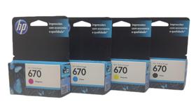 Kit 4 cartuchos de tinta 670 original hp 4615 4625 5525 Kit 4 cartuchos de tinta 670 original hp 4615 4625 5525