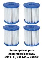 Kit 4 Cartuchos para Bomba Filtrante Bestway 1249 LH Modelo I 58093 Serve para Bomba Filtro Bestway 1249 LH 58511 58145 58381