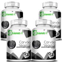 Kit 4 Carvão Vegetal Ativado Puro 500mg - 240 Cápsulas