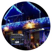 Kit 4 Cascatas 400 Leds 10 Metros Luz Azul Fixa - 127v Kit 4 Cascatas 400 Leds 10 Metros Luz Azul Fixa - 127v