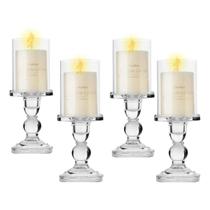 Kit 4 Castiçal Porta Velas Vidro Velas 2 Em 1 Redonda E Fina