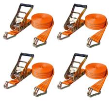 Kit 4 catraca + 4 cinta amarração 3t x 9m x 50mm rabicho j Kit 4 catraca + 4 cinta amarração 3t x 9m x 50mm rabicho j
