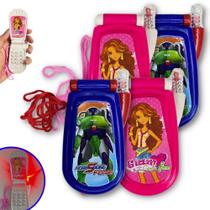 Kit 4 Celular De Brinquedo Com Som E Luz Telefone Infantil-Cor:Colorido F114