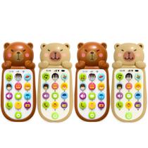 Kit 4 Celular Infantil Musical Capivara Sons Animais Fesat Infantil Lembrança Atacado
