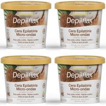 Kit 4 Cera Depilatória Micro-Ondas Depilflax Coco 100g