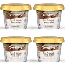 Kit 4 Cera Depilatória Micro-Ondas Depilflax Coco 200g