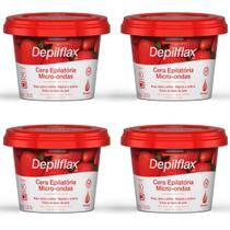 Kit 4 Cera Depilatória Micro-Ondas Depilflax Morango 200g