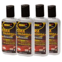 Kit 4 Cera Liquida Colorida Automotiva com Carnaúba PremiumCar Color 200g