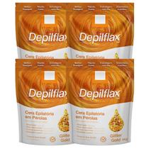 Kit 4 Cera Quente Depilatória Profissional Glitter Gold Depilflax Em Perolas 1Kg Grande Kit 4 Cera Quente Depilatória Profissional Glitter Gold Depilflax Em Perolas 1Kg Grande