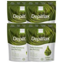 Kit 4 Cera Quente Depilatória Profissional Glitter Jade Depilflax Em Perolas 1Kg Grande Kit 4 Cera Quente Depilatória Profissional Glitter Jade Depilflax Em Perolas 1Kg Grande