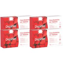 Kit 4 Cera Quente Depilatória Profissional Morango Depilflax Barra 1Kg Grande