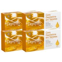 Kit 4 Cera Quente Depilatória Profissional Natural Mel Depilflax Barra 1Kg Grande