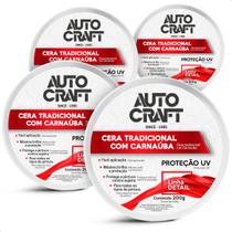 Kit 4 Ceras Tradicional com Carnaúba Autocraft Proteção Uv Pasta 200g