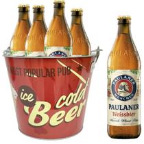 Kit 4 Cerveja de Trigo Alemã Paulaner Weissbier Garrafa 500ml + Balde de Alumínio 5L Kit 4 Cerveja de Trigo Alemã Paulaner Weissbier Garrafa 500ml + Balde de Alumínio 5L
