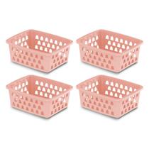 Kit 4 Cesta Cestinha Pequena 16x12,5x6,2 cm Organizador Geladeira Transparente Caixa Multiuso
