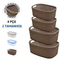 Kit 4 Cesta Plástica Organizador Cozinha Casa Banheiro M G