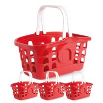 Kit 4 Cestas de Compras Cestinha Mercado Loja Multiuso Vermelho Kit 4 Cestas de Compras Cestinha Mercado Loja Multiuso Vermelho