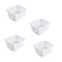 Kit 4 Cestinhos Empilháveis Multiuso Organizador Branco G