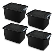Kit 4 Cesto Caixa Organizadora Container Tampa E Trava 30l Kit 4 Cesto Caixa Organizadora Container Tampa E Trava 30l