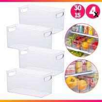 Kit 4 Cesto Caixa Organizadora de Geladeira 30x15x15 Transparente Acrílico Cristal Diamond Paramount Kit 4 Cesto Caixa Organizadora de Geladeira 30x15x15 Transparente Acrílico Cristal Diamond Paramount