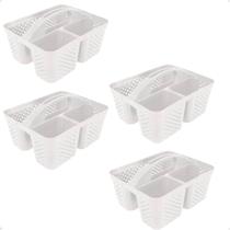 Kit 4 Cesto Cestinha Organizadora Multiuso Com alça Branco
