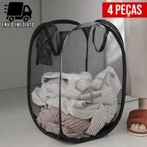 Kit 4 Cesto Flexível Multiuso de Roupa Suja Brinquedos Cesto de Roupa Dobrável Caixa Organizadora