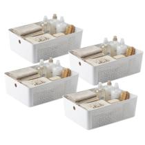 Kit 4 Cesto Flow Organizador Para Lavanderia 12 Litros Multiuso Branco Ou Kit 4 Cesto Flow Organizador Para Lavanderia 12 Litros Multiuso Branco Ou