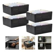 Kit 4 Cesto Flow Organizador Para Lavanderia 12 Litros Multiuso Preto Ou Kit 4 Cesto Flow Organizador Para Lavanderia 12 Litros Multiuso Preto Ou