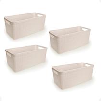 Kit 4 Cesto Juta Organizador Alongado Grande Decoração Kit 4 Cesto Juta Organizador Alongado Grande Decoração