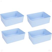 Kit 4 Cesto Multiuso Decorativo Azul 19x13,5x6,5Cm Kit 4 Cesto Multiuso Decorativo Azul 19x13,5x6,5Cm