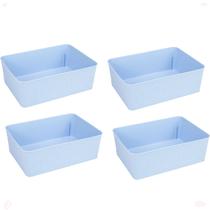 Kit 4 Cesto Multiuso Decorativo Azul 19x13,5x6,5Cm Kit 4 Cesto Multiuso Decorativo Azul 19x13,5x6,5Cm