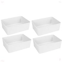 Kit 4 Cesto Multiuso Decorativo Branco 19X13,5X6,5Cm Kit 4 Cesto Multiuso Decorativo Branco 19X13,5X6,5Cm