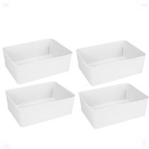 Kit 4 Cesto Multiuso Decorativo Branco 19x13,5x6,5Cm Kit 4 Cesto Multiuso Decorativo Branco 19x13,5x6,5Cm