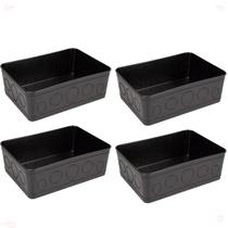 Kit 4 Cesto Multiuso Decorativo Preto 19x13,5x6,5Cm Kit 4 Cesto Multiuso Decorativo Preto 19x13,5x6,5Cm