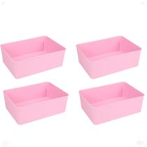 Kit 4 Cesto Multiuso Decorativo Rosa 19X13,5X6,5Cm Kit 4 Cesto Multiuso Decorativo Rosa 19X13,5X6,5Cm