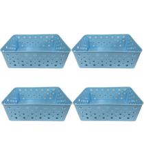 Kit 4 Cesto Multiuso Organizador Premium Azul 123Organizei
