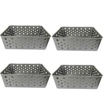 Kit 4 Cesto Multiuso Organizador Premium Cinza 123Organizei