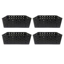 Kit 4 Cesto Multiuso Organizador Premium Preto 123Organizei Kit 4 Cesto Multiuso Organizador Premium Preto 123Organizei