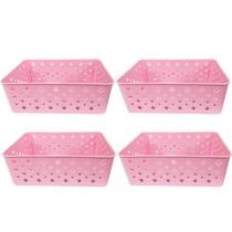 Kit 4 Cesto Multiuso Organizador Premium Rosa 123Organizei