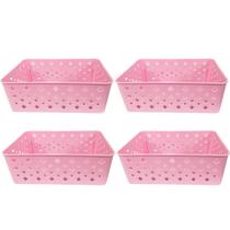 Kit 4 Cesto Multiuso Organizador Premium Rosa 123Organizei Kit 4 Cesto Multiuso Organizador Premium Rosa 123Organizei