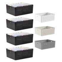 Kit 4 Cesto Organizador 12 Litros 34X27cm Lavanderia Ou Flow Kit 4 Cesto Organizador 12 Litros 34X27cm Lavanderia Ou Flow