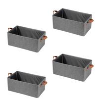 Kit 4 Cesto Organizador C/ Alça Multiuso Armário Caixa Casa Lavanderia Guarda Roupa Banheiro Decoração Tecido