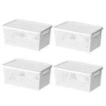 Kit 4 Cesto Organizador Caixa Decorativa Com Tampa 26x18x12