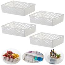 Kit 4 Cesto Organizador Gaveta Armário Plástico Multiuso 34x27x9cm Quadratta - 889 Paramount