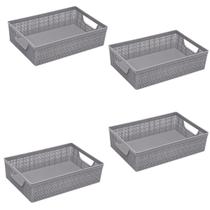 Kit 4 Cesto Organizador Juta A5 2 L 24x16,5x6,5 Cm CINZA Kit 4 Cesto Organizador Juta A5 2 L 24x16,5x6,5 Cm CINZA
