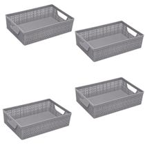 Kit 4 Cesto Organizador Juta A5 2 L 24x16,5x6,5 Cm CINZA