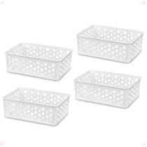 Kit 4 Cesto Organizador Multiuso P 19X13,8X6,5Cm Branco