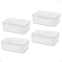 Kit 4 Cesto Organizador Multiuso P 19X13,8X6,5Cm Branco Kit 4 Cesto Organizador Multiuso P 19X13,8X6,5Cm Branco