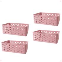 Kit 4 Cesto Organizador Multiuso P 19X13,8X6,5Cm Rose Kit 4 Cesto Organizador Multiuso P 19X13,8X6,5Cm Rose