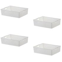 Kit 4 Cesto Organizador Multiuso Quadratta 34x27x9 Cm Branco